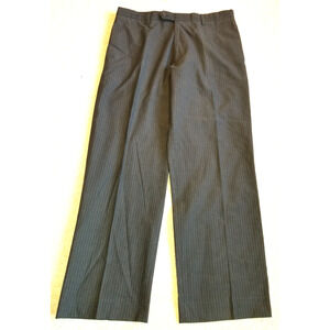 Mens Pants-BANANA REPUBLIC-gray pinstriped cotton bled flat front Academia-34x30